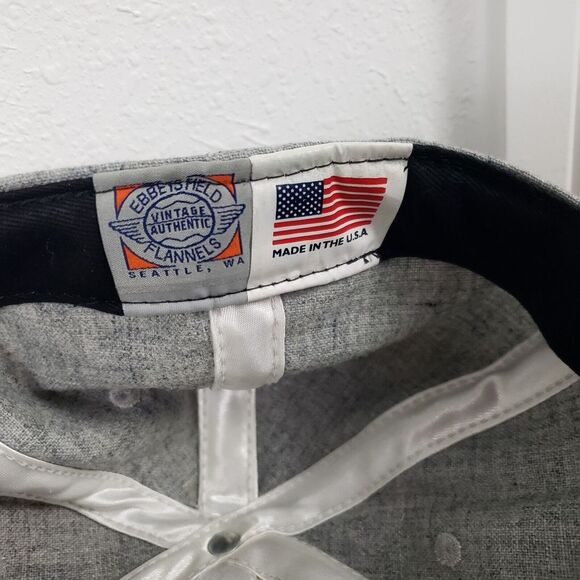VINTAGE USA Baseball Hat Cap Fitted 7 Gray Ebbets Field Flannels Tour Of Japan - Picture 5 of 7